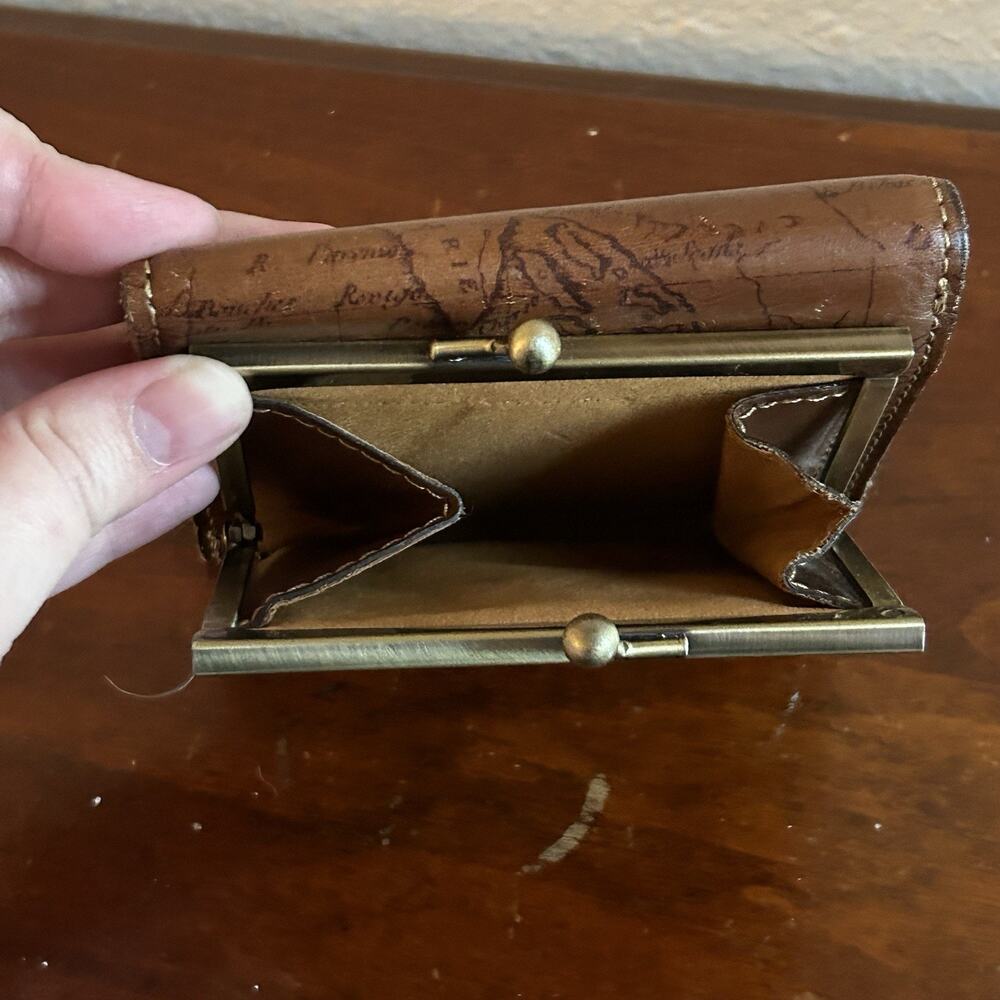 PATRICIA NASH Reiti Bi-Fold Leather Wallet Brown Caramel Map Pattern - Picture 7 of 7